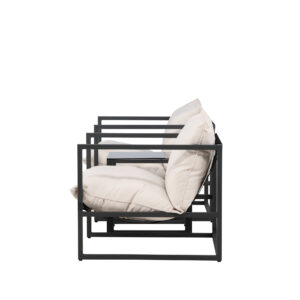 Messina – Salon lounge – Noir – Table :50 x 40 x 45Canapé :75 x 75 x 61 cm