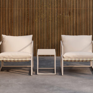 Messina – Salon lounge – Beige – Table :50 x 40 x 45Canapé :75 x 75 x 61 cm