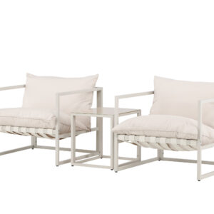 Messina – Salon lounge – Beige – Table :50 x 40 x 45Canapé :75 x 75 x 61 cm