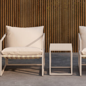 Messina – Salon lounge – Beige – Table :50 x 40 x 45Canapé :75 x 75 x 61 cm