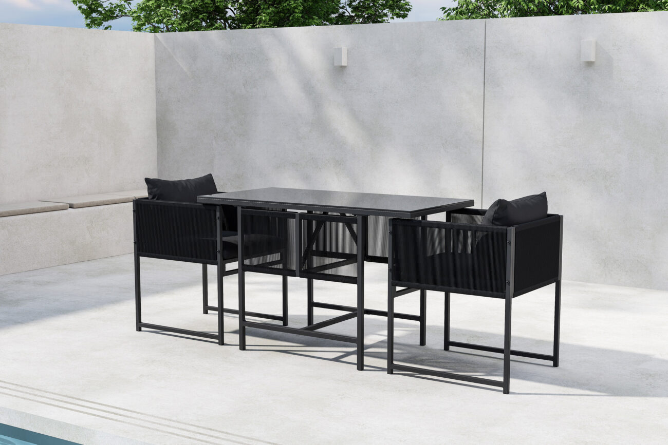 Noto – Set café – Noir – Table :120 x 61 x 73Canapé :58 x 54 x 69 cm