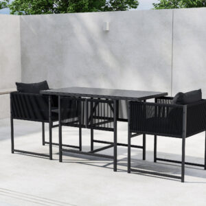 Noto – Set café – Noir – Table :120 x 61 x 73Canapé :58 x 54 x 69 cm
