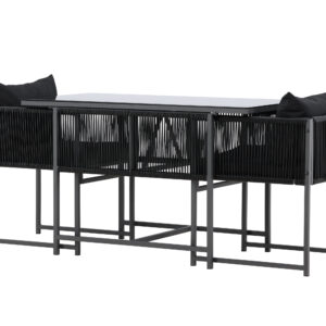 Noto – Set café – Noir – Table :120 x 61 x 73Canapé :58 x 54 x 69 cm