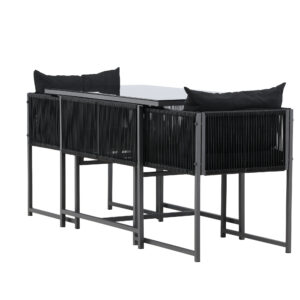 Noto – Set café – Noir – Table :120 x 61 x 73Canapé :58 x 54 x 69 cm