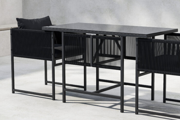 Noto – Set café – Noir – Table :120 x 61 x 73Canapé :58 x 54 x 69 cm