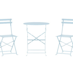 Tao – Set café – Bleu – Table : ⌀60cm, Chaise : 46 x 88 x 42 cm