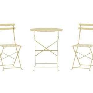 Tao – Set café – Jaune clair – Table : ⌀60cm, Chaise : 46 x 88 x 42 cm