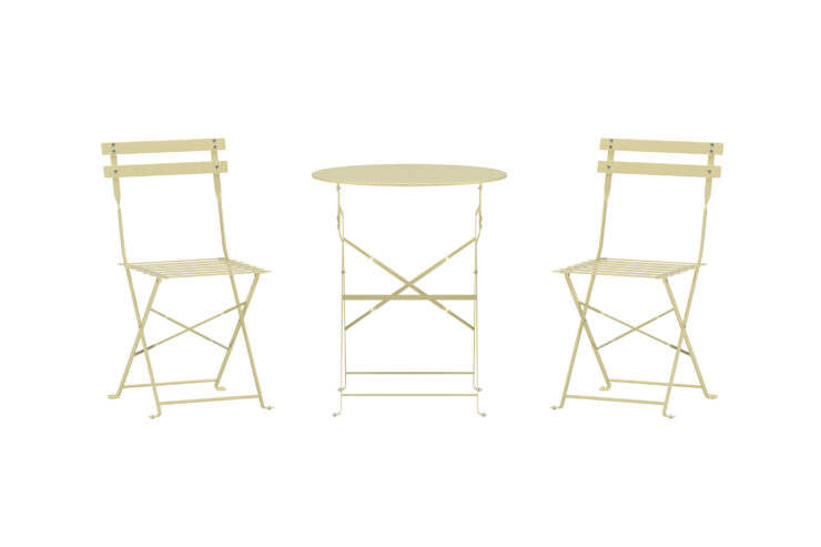 Tao – Set café – Jaune clair – Table : ⌀60cm, Chaise : 46 x 88 x 42 cm