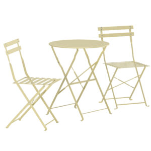 Tao – Set café – Jaune clair – Table : ⌀60cm, Chaise : 46 x 88 x 42 cm