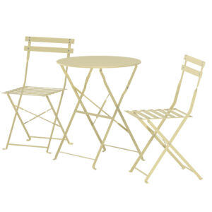 Tao – Set café – Jaune clair – Table : ⌀60cm, Chaise : 46 x 88 x 42 cm
