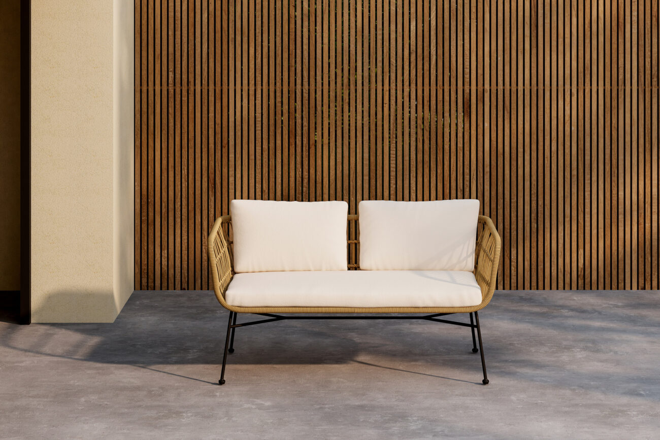 Isola – Canapé 3 places – Naturel, Noir, Beige – 67 x 71 x 142 cm
