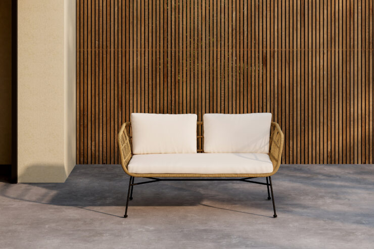 Isola – Canapé 3 places – Naturel, Noir, Beige – 67 x 71 x 142 cm