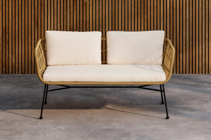 Isola – Canapé 3 places – Naturel, Noir, Beige – 67 x 71 x 142 cm