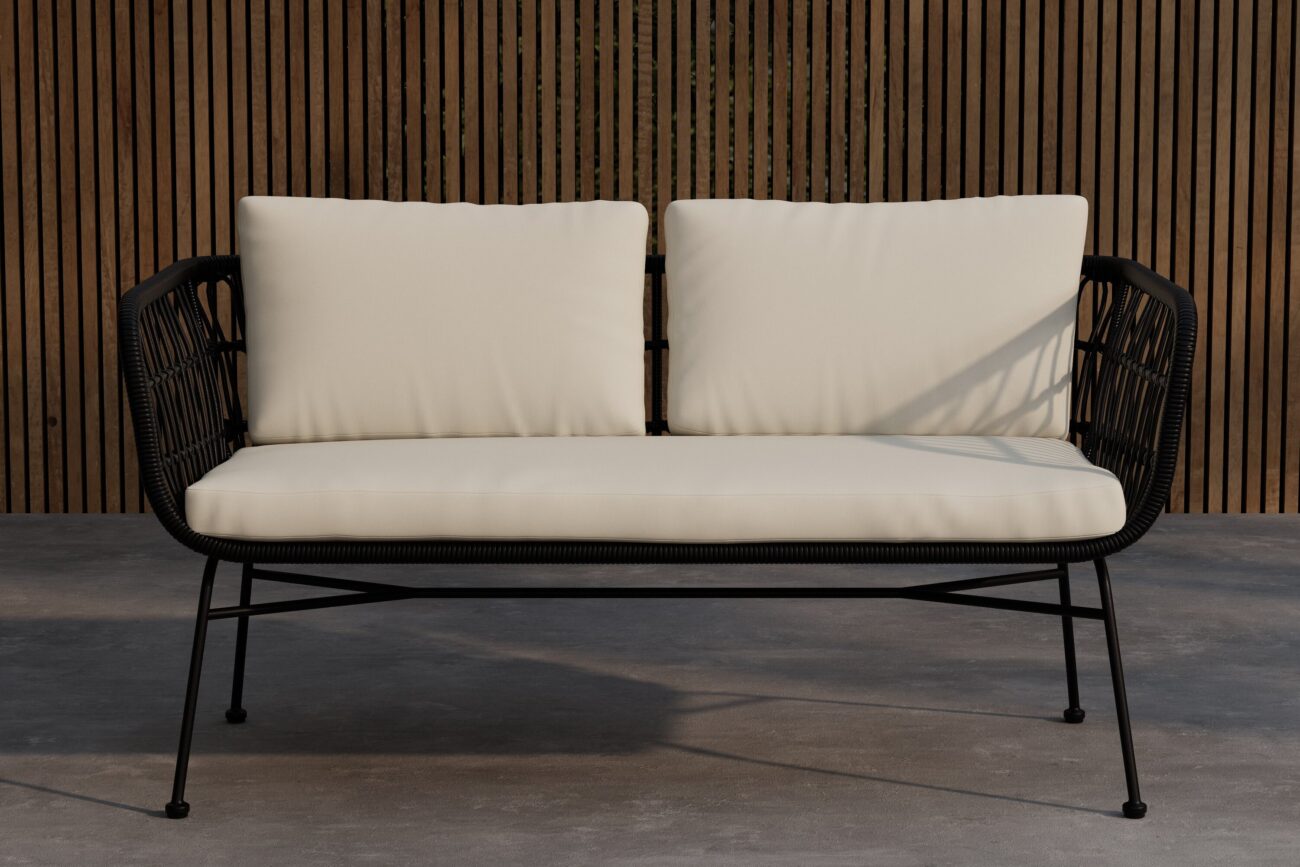 Isola – Canapé 3 places – Noir, Beige – 67 x 140 x 71 cm