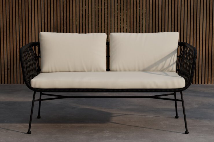 Isola – Canapé 3 places – Noir, Beige – 67 x 140 x 71 cm