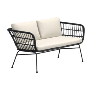 Isola – Canapé 3 places – Noir, Beige – 67 x 140 x 71 cm