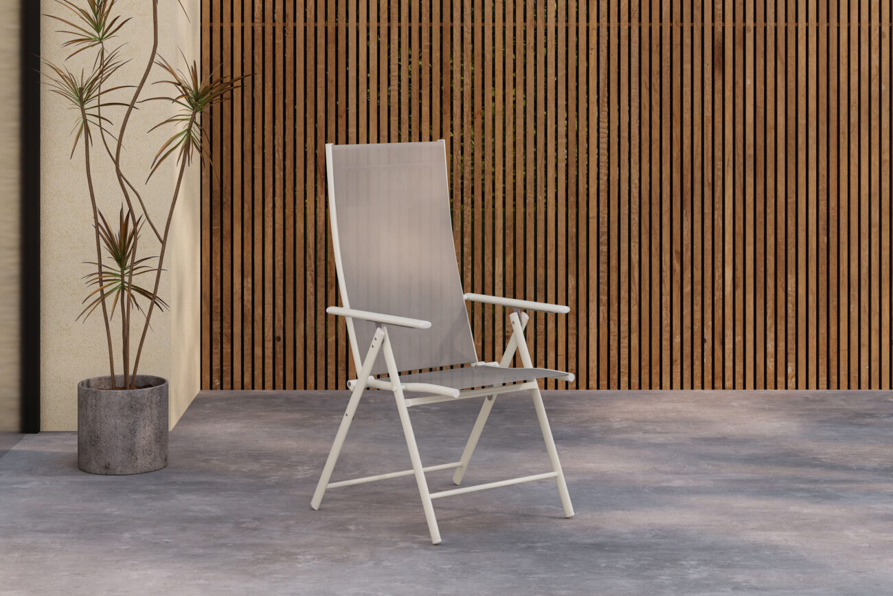 Levanzo – Chaise réglable – Beige – 59 x 108 x 56 cm