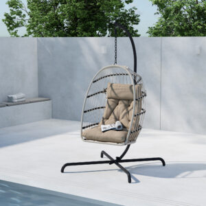 Trezza – Fauteuil suspendu – Noir, Gris, Marron – 70 x 198 x 75 cm