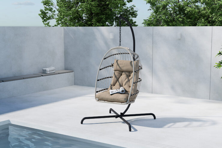 Trezza – Fauteuil suspendu – Noir, Gris, Marron – 70 x 198 x 75 cm