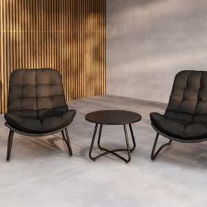 Cala – Salon lounge – Gris, Anthracite – Table : x 58 x Canapé :93 x 68 x 76 cm