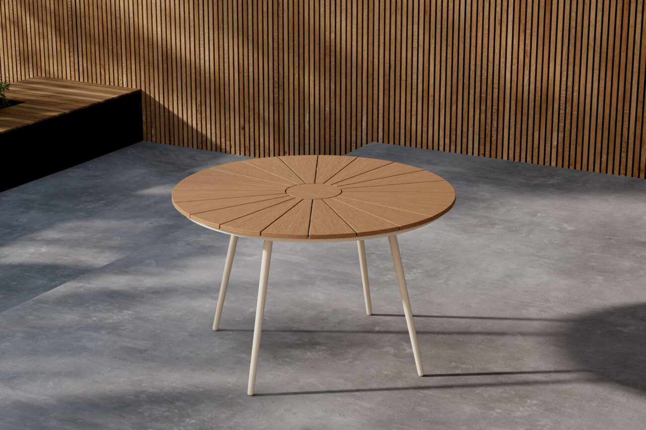 San Vito – Table à manger ronde – Beige, Naturel – ⌀120 cm