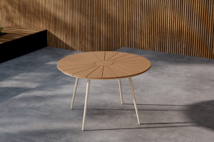 San Vito – Table à manger ronde – Beige, Naturel – ⌀120 cm