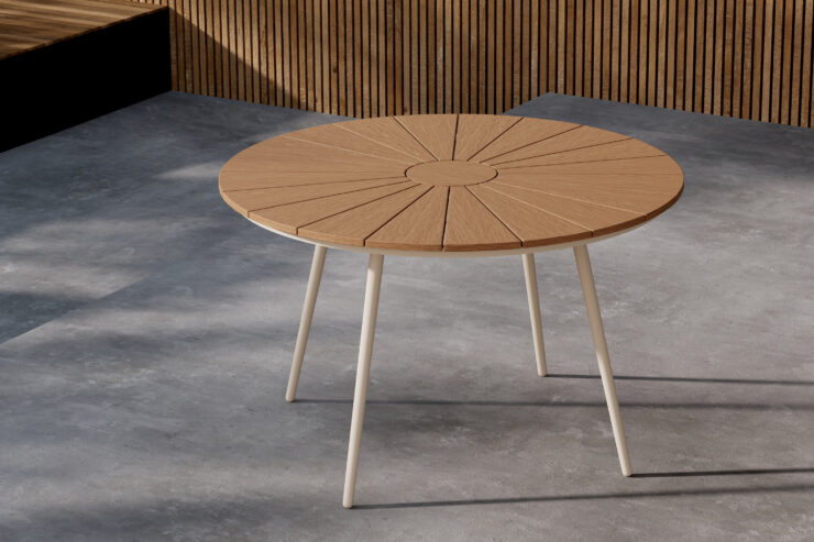 San Vito – Table à manger ronde – Beige, Naturel – ⌀120 cm