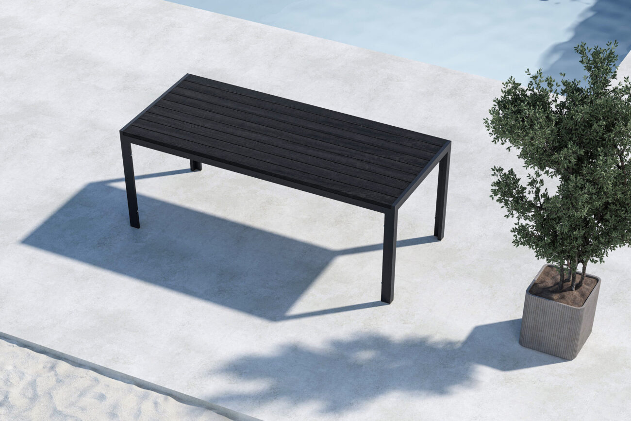 Mirko – Table à manger rectangulaire – Noir – 205 x 90 cm