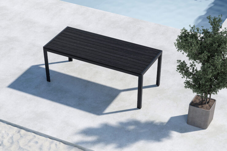 Mirko – Table à manger rectangulaire – Noir – 205 x 90 cm