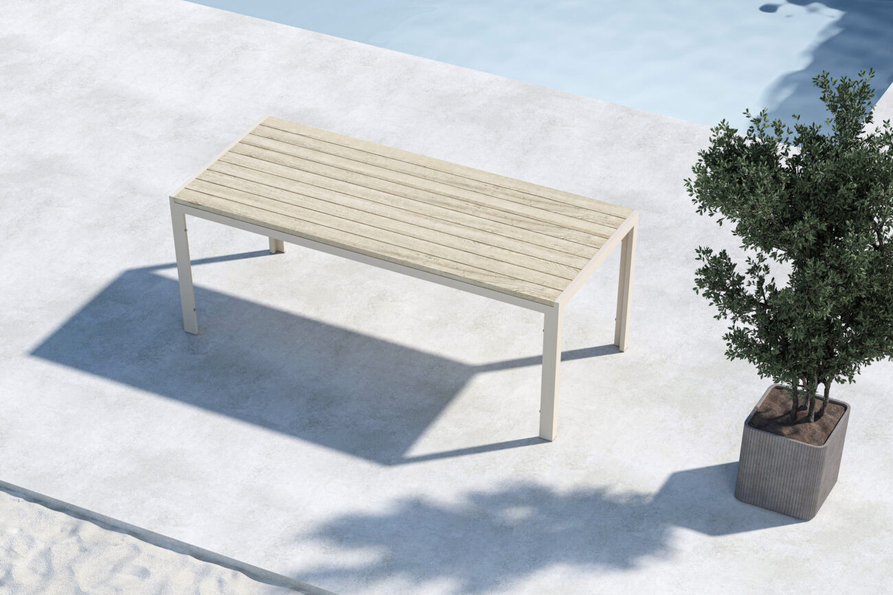 Mirko – Table à manger rectangulaire – Beige – 205 x 90 cm