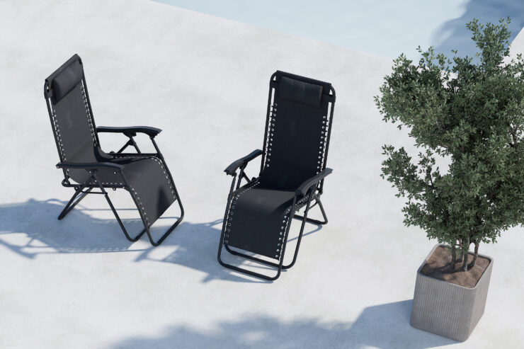 Vulcano – Bain de soleil – Noir – 80/156 x 112/85 x 64 cm