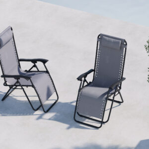 Vulcano – Bain de soleil – Gris, Noir – 80/156 x 112/85 x 64 cm