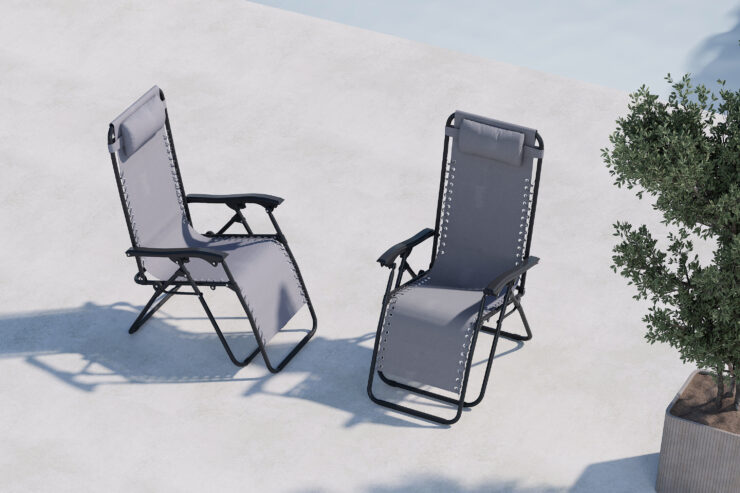 Vulcano – Bain de soleil – Gris, Noir – 80/156 x 112/85 x 64 cm