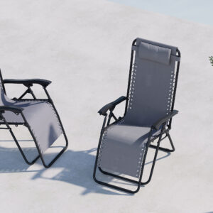 Vulcano – Bain de soleil – Gris, Noir – 80/156 x 112/85 x 64 cm