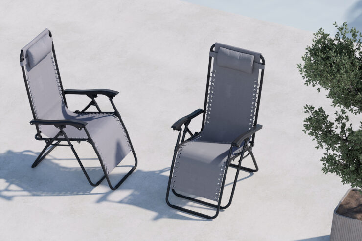 Vulcano – Bain de soleil – Gris, Noir – 80/156 x 112/85 x 64 cm