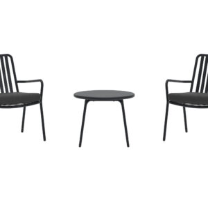 Mykonos – Salon lounge – Noir – Table : ⌀50cm, Chaise : 65 x 68 x 65 cm