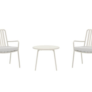 Mykonos – Salon lounge – Beige – Table : ⌀50cm, Chaise : 65 x 68 x 65 cm