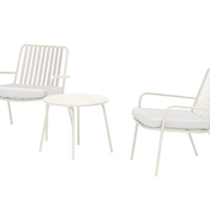 Mykonos – Salon lounge – Beige – Table : ⌀50cm, Chaise : 65 x 68 x 65 cm