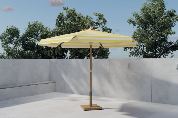 Cerox – Parasol – Blanc, Jaune, Naturel, Marron – ⌀270 cm