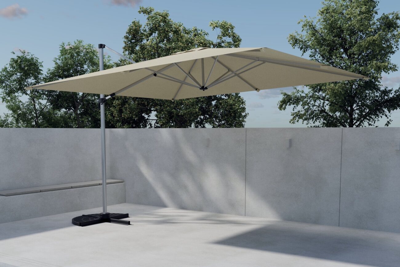 Ita – Parasol – Beige, Argenté, Noir – 294 x 256 x 294 cm