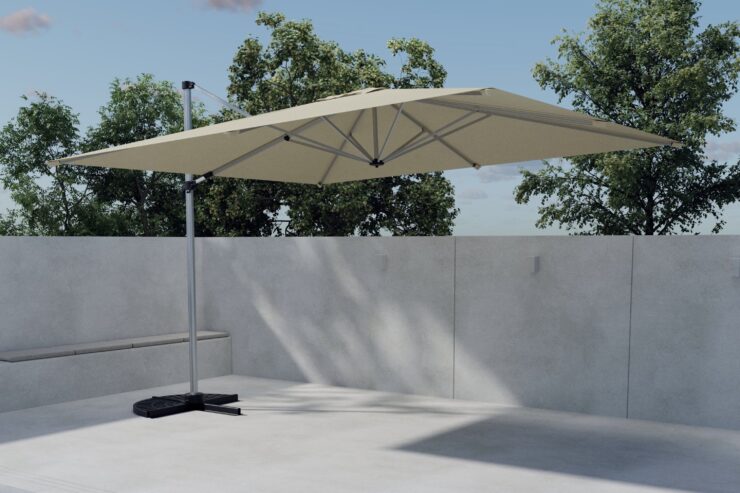 Ita – Parasol – Beige, Argenté, Noir – 294 x 256 x 294 cm