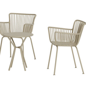 Sifnos – Set café – Beige – Table : ⌀60cm, Chaise : 57 x 81 x 59 cm