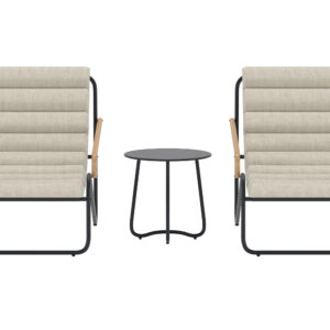 Ithaka – Salon lounge – Noir – Table : ⌀45cm, Chaise : 100 x 87 x 73,5 cm