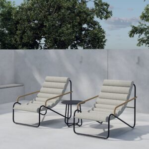 Ithaka – Salon lounge – Noir – Table : ⌀45cm, Chaise : 100 x 87 x 73,5 cm