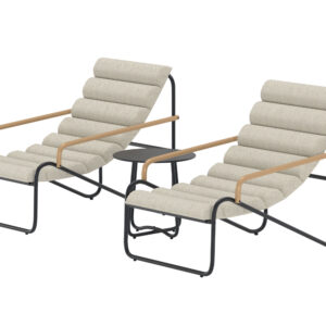 Ithaka – Salon lounge – Noir – Table : ⌀45cm, Chaise : 100 x 87 x 73,5 cm