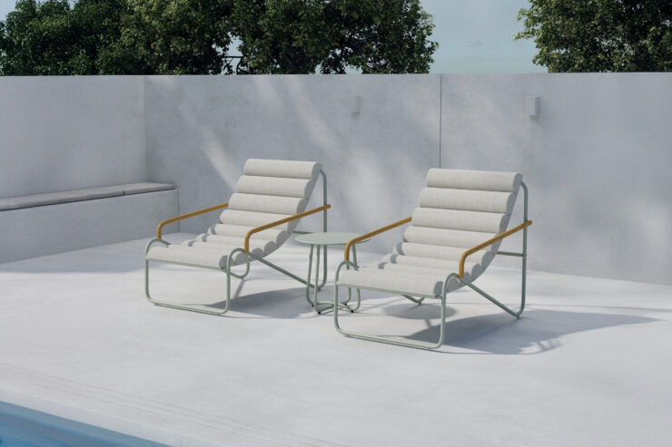 Ithaka – Salon lounge – Vert – Table : ⌀45cm, Chaise : 100 x 87 x 73,5 cm