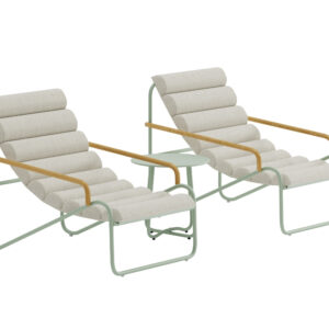 Ithaka – Salon lounge – Vert – Table : ⌀45cm, Chaise : 100 x 87 x 73,5 cm