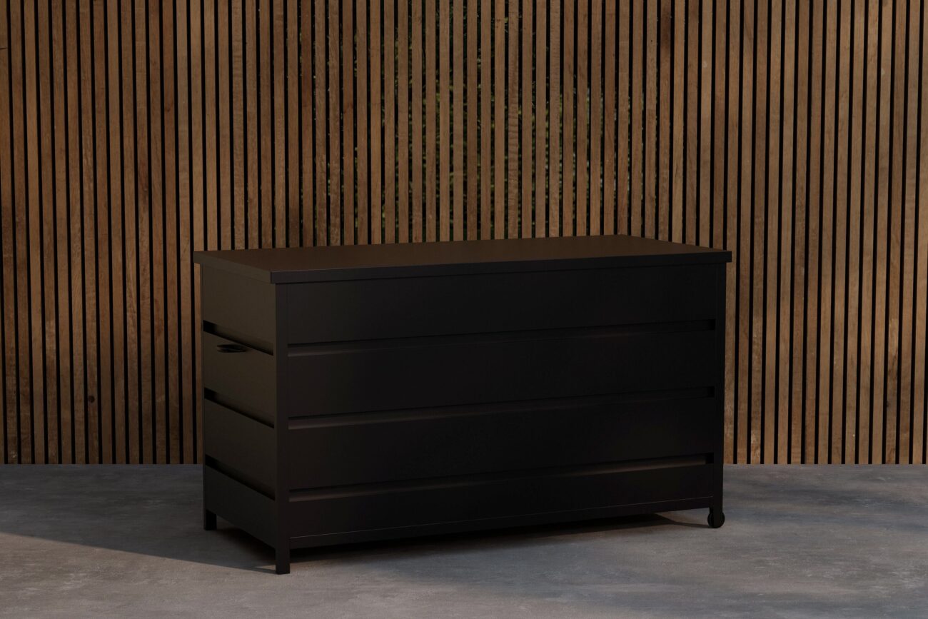 Nisis – Coffre à coussins – Noir – 60 x 130 x 75 cm