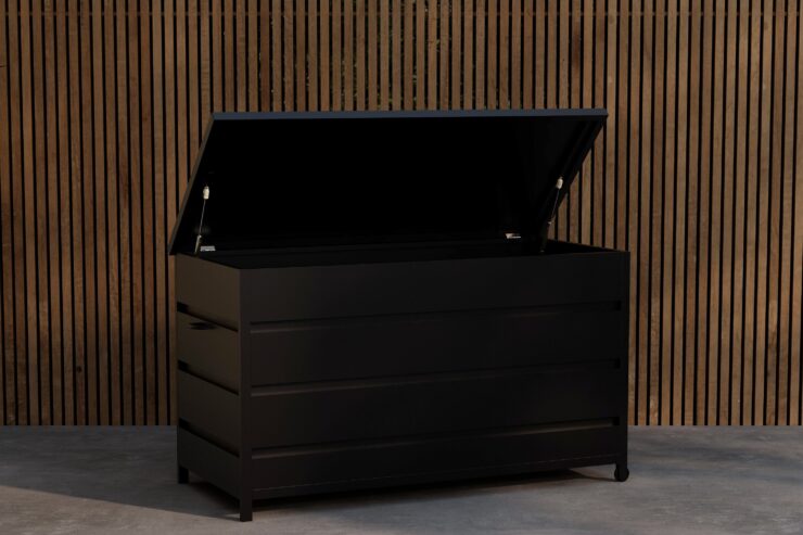 Nisis – Coffre à coussins – Noir – 60 x 130 x 75 cm