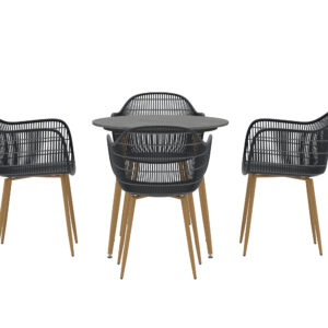 Anafi – Ensemble repas – Table : ⌀80cm, Chaise : 60 x 85 x 60 cm